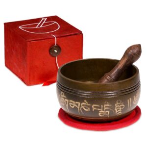 Klangschale “OM” Geschenkset rot - Meditation - Meine Spiritualität - rote Verpackung - NE0292