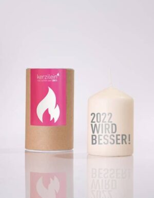 Meine-Spiritualitaet.de – Glückslicht –2022 wird besser – grau – Geschenk – Glücksbringer – Kerzilein – Kerze – Spruchkerze