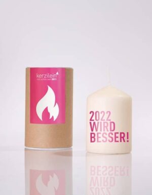 Meine-Spiritualitaet.de – Glückslicht –2022 wird besser – pink – Geschenk – Glücksbringer – Kerzilein – Kerze – Spruchkerze - Flämmchen