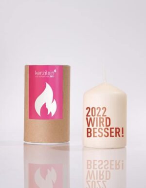 Meine-Spiritualitaet.de – Glückslicht –2022 wird besser – dunkelrot – rot – Geschenk – Glücksbringer – Kerzilein – Kerze – Spruchkerze - Flämmchen