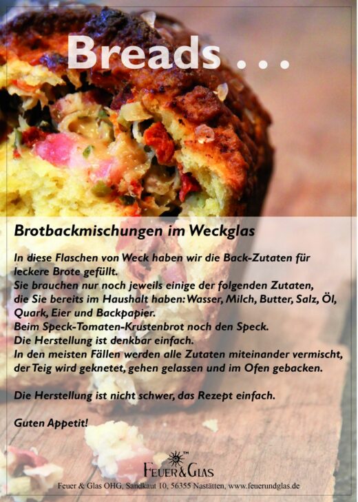 Feuer und Glas – Feuer & Glas – Meine-Spiritualitaet.de – Gourmet Brotbackmischung – Mini – Brot backen – Geschenk – Speck Tomaten Krustenbrot